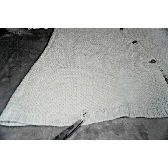 EILEEN FISHER Cotton Hemp White Vneck Cardigan M Cottage Core Pearl Button - Picture 5 of 16